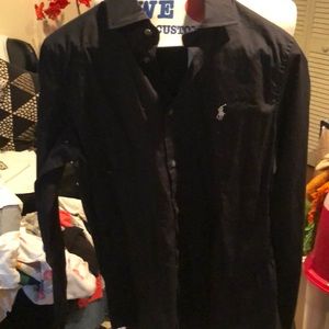 Black polo button down blouse